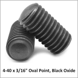 4-40 x 3/16" Set Screws, OVAL Point, Black