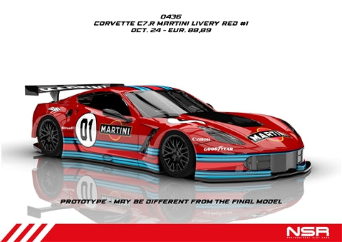 NSR0436SW Corvette C7.R Martini Livery Red No.1| Clover Leaf Racing