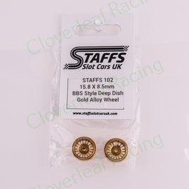 Staffs 102 15.8 x 8.5mm BBS Deep Dish Aluminum Wheels, Gold