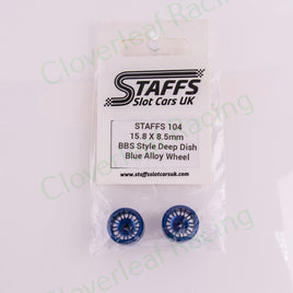 Staffs 104 15.8 x 8.5mm BBS Deep Dish Aluminum Wheels, Blue