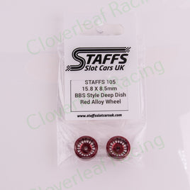 Staffs 105 15.8 x 8.5mm BBS Deep Dish Aluminum Wheels, Red