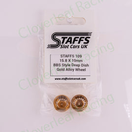 Staffs 109 15.8 x 10mm BBS Deep Dish Aluminum Wheels, Gold