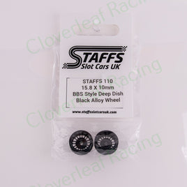 Staffs 110 15.8 x 10mm BBS Deep Dish Aluminum Wheels, Black