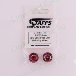 Staffs 112 15.8 x 10mm BBS Deep Dish Aluminum Wheels, Red