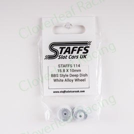 Staffs 114 15.8 x 10mm BBS Deep Dish Aluminum Wheels, White