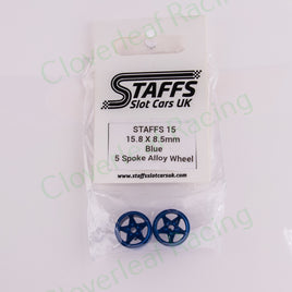 Staffs 15 15.8 x 8.5mm 5 Spoke Aluminum Wheels, Blue