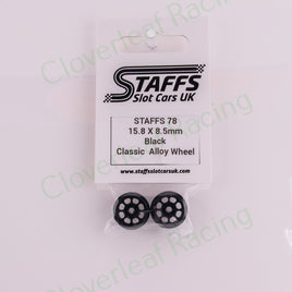 Staffs 78 15.8 x 8.5mm Classic Aluminum Wheels, Black