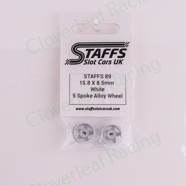 Staffs 89 15.8 x 8.5mm 5-Spoke Aluminum Wheels, White