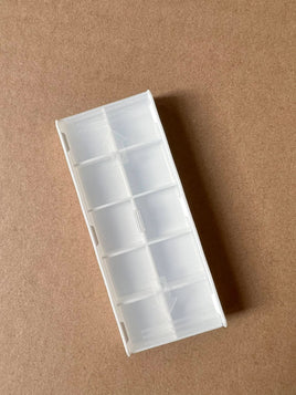 Small Parts Plastic Storage Box, 10 Compartments, White