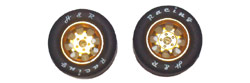 HR1115 27x18mm 1-24 NASCAR Wheels - GOLD with RUBBER Tire