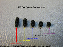 M2 X 2.5mm (10pcs-pkg) set screws, CUP point